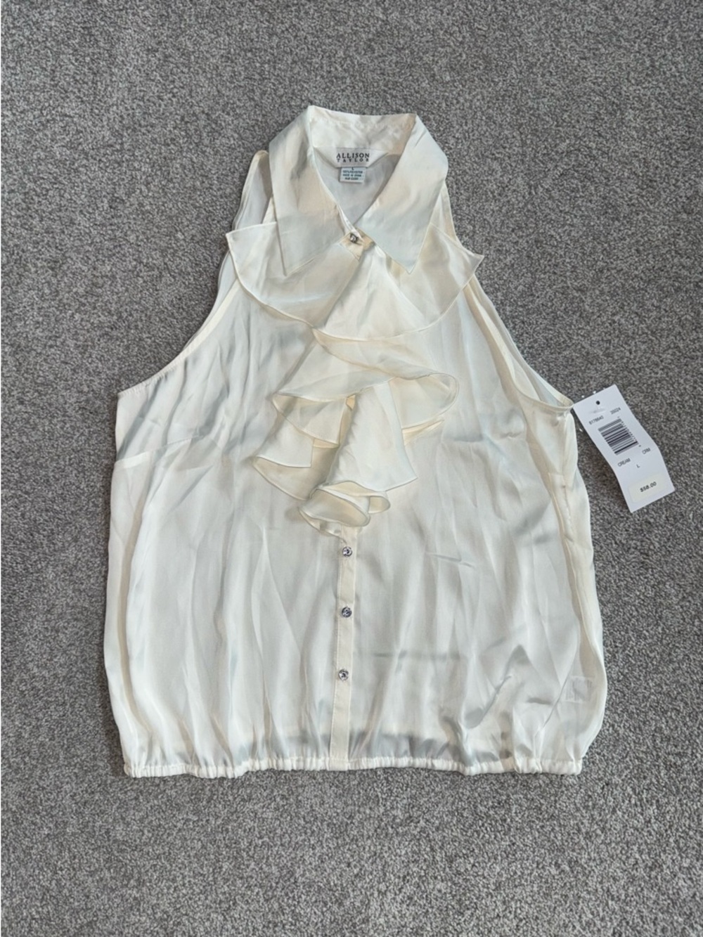 Allison Taylor Ivory Ruffle Sleeveless Button-Down Blouse - Size L